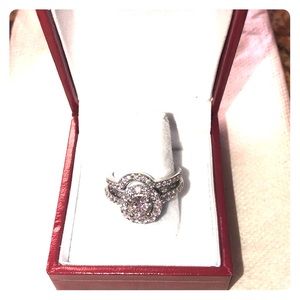 14K white gold Engagement Ring and matching band
